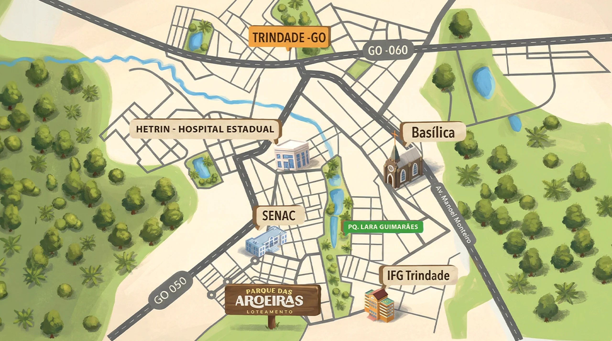 Parque da Aroeiras — mapa de localização